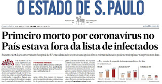Leia o Jornal Estadão do dia 18.03.2020