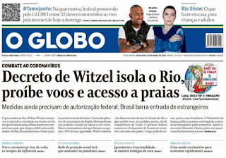 Leia o Jornal O Globo do dia 20.03.2020