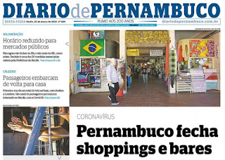 Leia o Jornal Diário de Pernambuco do dia 20.03.2020