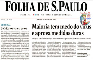 Leia o Jornal Folha de São Paulo do dia 22.03.2020