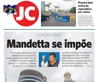 Leia o Jornal do Comércio de Pernambuco dia 31.03.2020