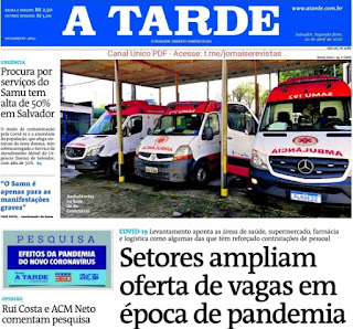 Leia o Jornal A Tarde dia 20.04.2020