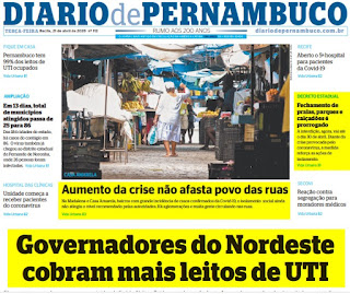 Leia o Jornal Diário de Pernambuco dia 21.04.2020