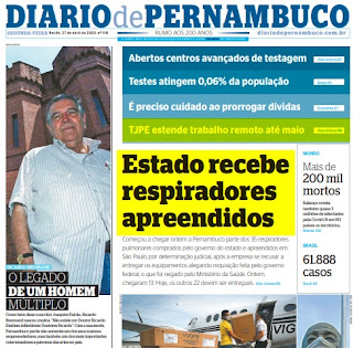 Leia o Jornal Diário de Pernambuco do dia 27.04.2020