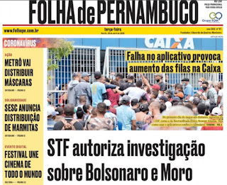 Leia o Jornal Folha de Pernambuco do dia 28.04.2020