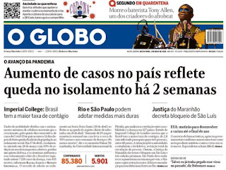 Leia o Jornal O Globo do dia 01.05.2020