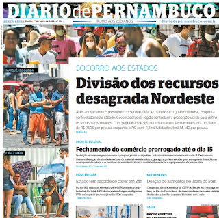 Leia o Jornal Diário de Pernambuco do dia 01.05.2020