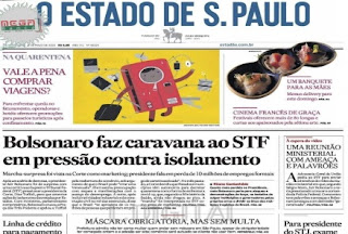 Leia o Jornal Estadão do dia 08.05.2020