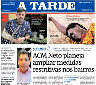 Leia o Jornal A Tarde do dia 15.05.2020