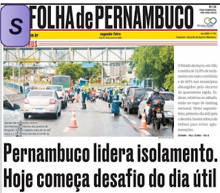 Leia o Jornal Folha de Pernambuco do dia 18.05.2020