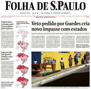 Leia o Jornal Folha de São Paulo do dia 22.05.2020