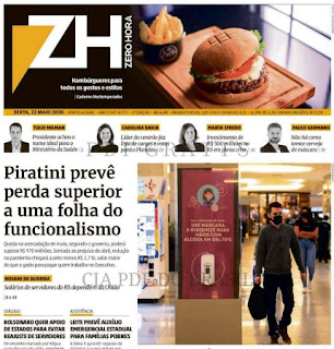 Leia o Jornal Zero Hora do dia 22.05.2020