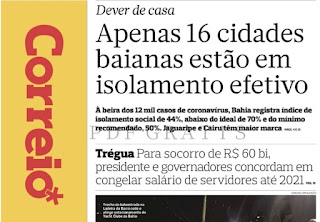 Leia o Jornal Correio da Bahia do dia 22.05.2020