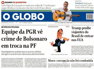 Leia o Jornal O Globo dia 25.05.2020