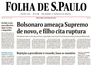 Leia o Jornal Folha de São Paulo do dia 29.05.2020
