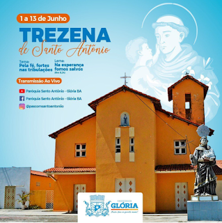 Glória –BA: Trezena de Santo Antônio pode ser acompanhada pelas redes sociais da Paróquia de Santo Antônio