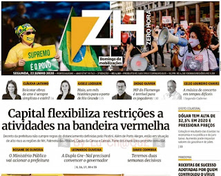 Leia o Jornal Zero Hora do dia 22.06.2020
