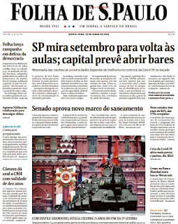 Leia o Jornal Folha de São Paulo do dia 25.06.2020