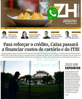 Leia o Jornal Zero Hora do dia 03.07.2020